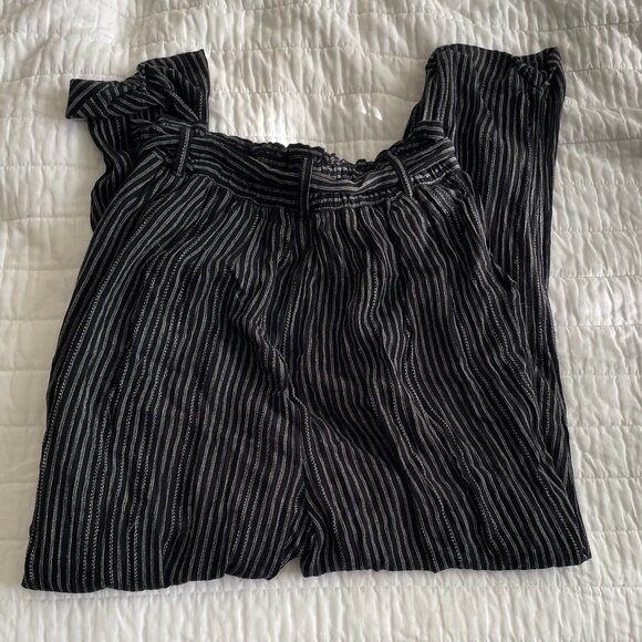 american eagle black and white striped drawstring pants size small - Picture 2 of 6